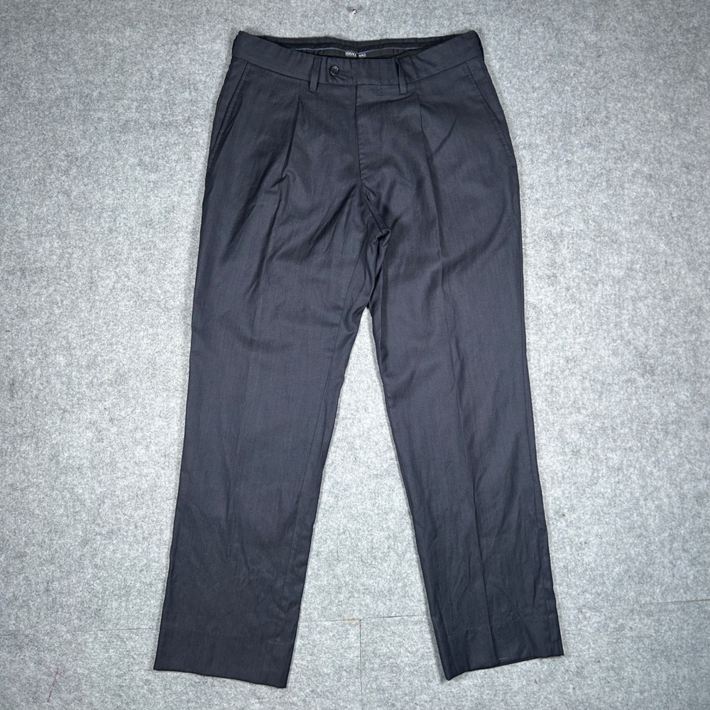 Versace Collection Dress Pants Mens 30x28 Navy Blue Pleated Wool Slacks luxury